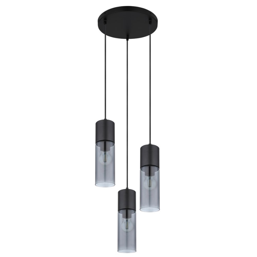 Globo - Luster na sajli 3xE27/25W/230V pr. 30 cm crna