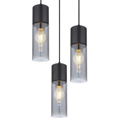 Globo - Luster na sajli 3xE27/25W/230V pr. 30 cm crna