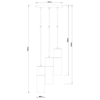 Globo - Luster na sajli 3xE27/25W/230V pr. 30 cm crna