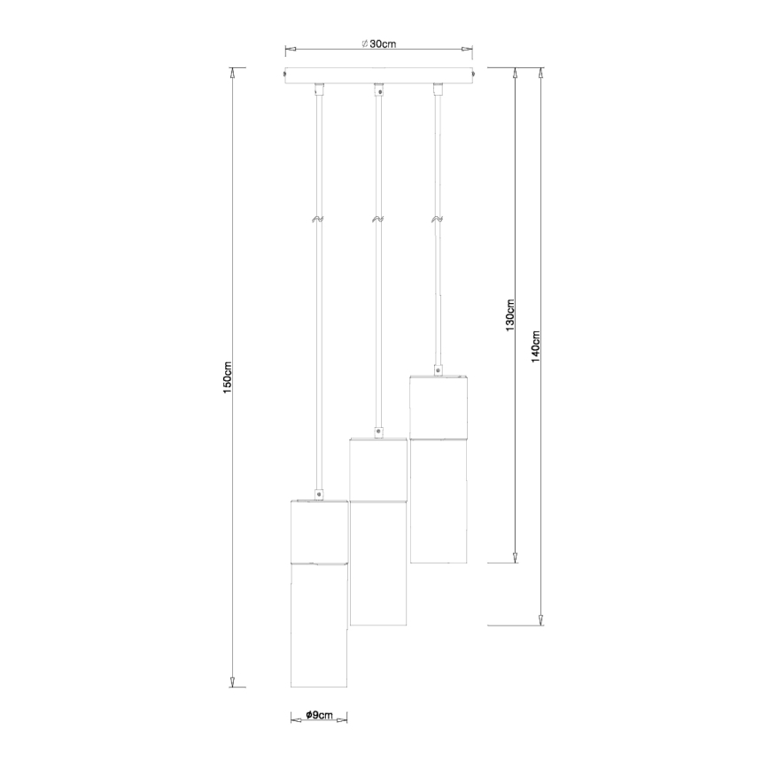 Globo - Luster na sajli 3xE27/25W/230V pr. 30 cm crna