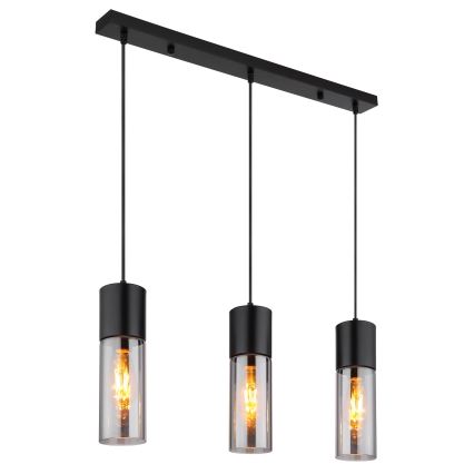 Globo - Luster na sajli 3xE27/25W/230V crna