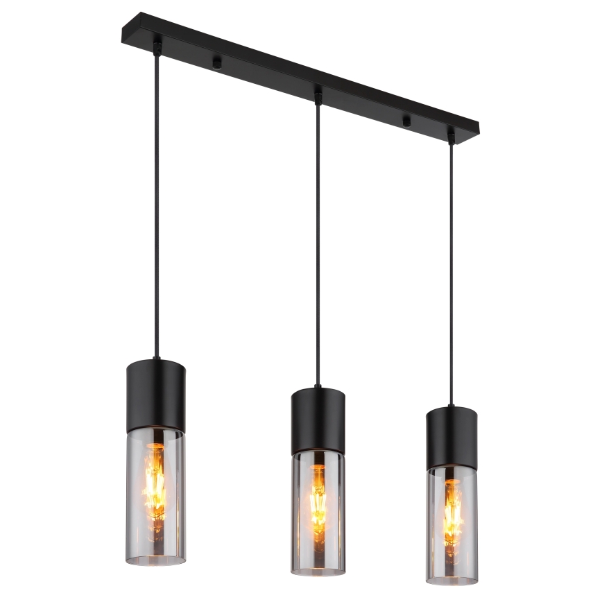 Globo - Luster na sajli 3xE27/25W/230V crna