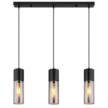 Globo - Luster na sajli 3xE27/25W/230V crna