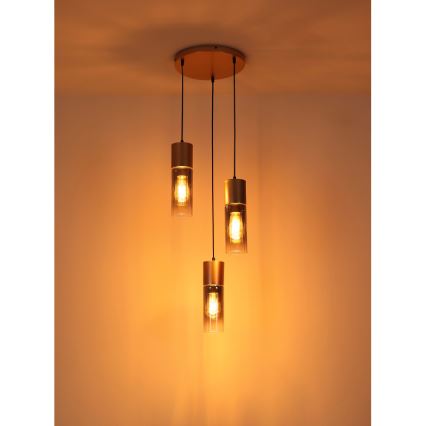 Globo - Luster na sajli 3xE27/25W/230V brončana pr. 34 cm