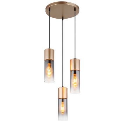Globo - Luster na sajli 3xE27/25W/230V brončana pr. 34 cm