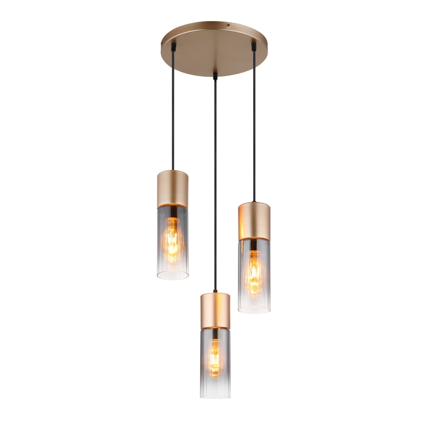 Globo - Luster na sajli 3xE27/25W/230V brončana pr. 34 cm