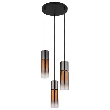 Globo - Luster na sajli 3xE27/25W/230V crna/bakrena