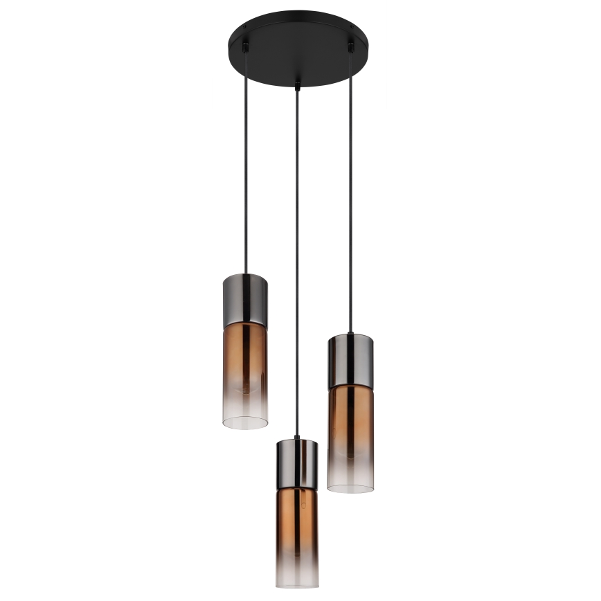 Globo - Luster na sajli 3xE27/25W/230V crna/bakrena