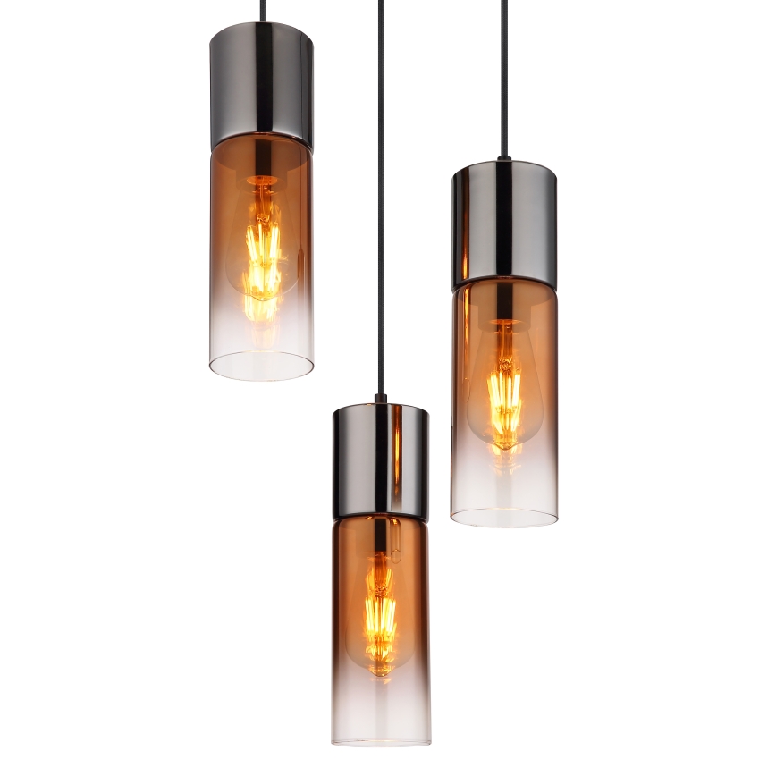 Globo - Luster na sajli 3xE27/25W/230V crna/bakrena