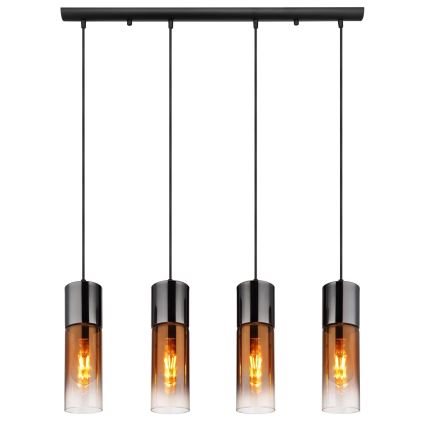 Globo - Luster na sajli 4xE27/25W/230V crna/bakrena
