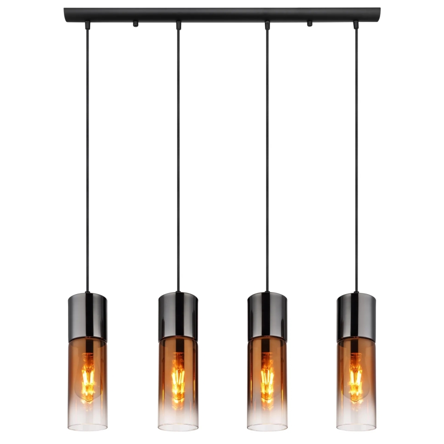 Globo - Luster na sajli 4xE27/25W/230V crna/bakrena