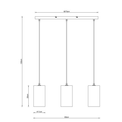 Globo - Luster na sajli 3xE14/25W/230V crna