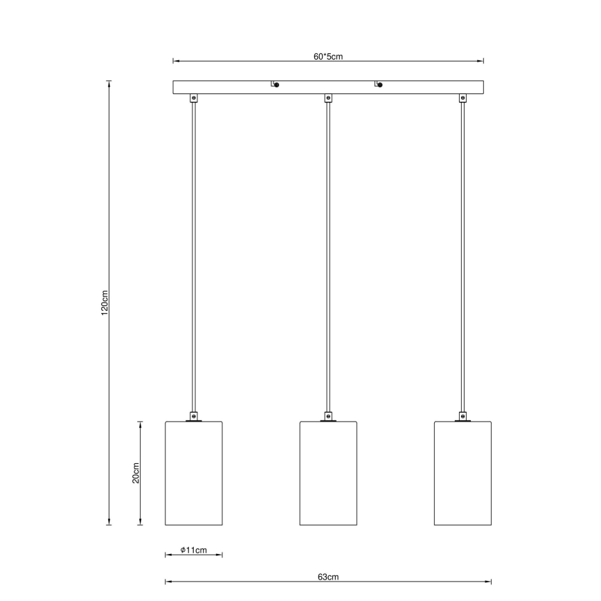 Globo - Luster na sajli 3xE14/25W/230V crna