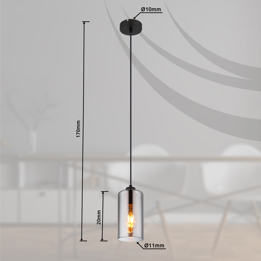 Globo - Luster na sajli 1xE27/25W/230V pr. 11 cm crna