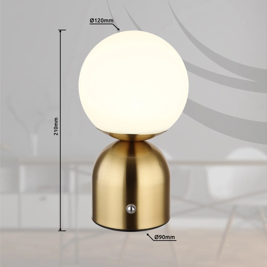 Globo - LED Prigušiva stolna lampa na dodir LED/2,5W/3,7V 2700K/4000K/6500K 1800 mAh USB mesing