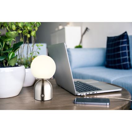 Globo - LED Prigušiva stolna lampa na dodir LED/2,5W/3,7V 2700K/4000K/6500K 1800 mAh USB mat krom