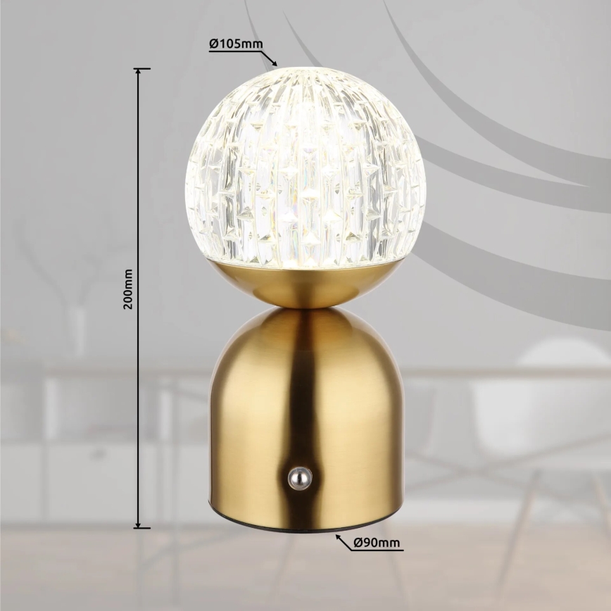Globo - LED Prigušiva stolna lampa na dodir LED/2,5W/3,7V 2700/4000/6500K 1800 mAh USB mesing