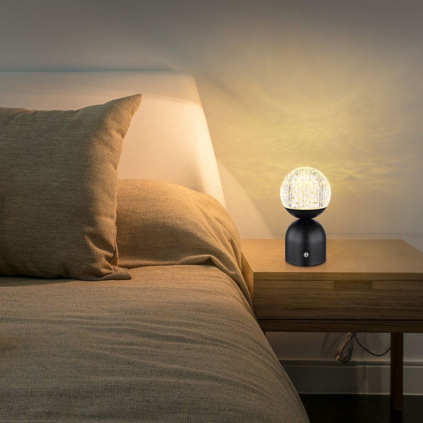 Globo - LED Prigušiva stolna lampa na dodir LED/2,5W/3,7V 2700/4000/6500K 1800 mAh USB crna