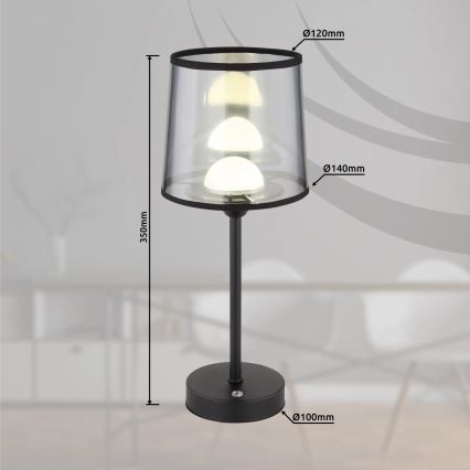 Globo - LED Prigušiva punjiva dodirna stolna lampa LED/2,5W/3,7V 2700/4000/6500K 1800 mAh crna