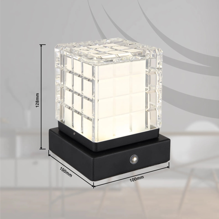 Globo - LED Prigušiva stolna lampa na dodir LED/2,5W/3,7V 2700K/4000K/6500K 1800 mAh USB crna
