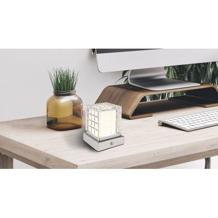 Globo - LED Prigušiva stolna lampa na dodir LED/2,5W/3,7V 2700K/4000K/6500K 1800 mAh USB mat krom