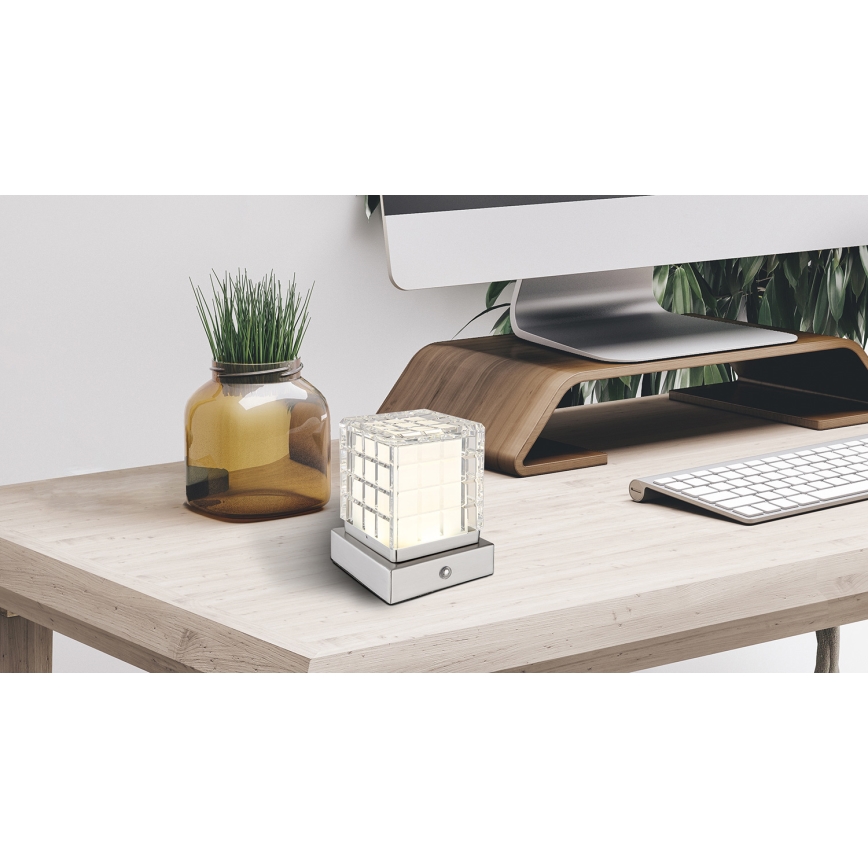 Globo - LED Prigušiva stolna lampa na dodir LED/2,5W/3,7V 2700K/4000K/6500K 1800 mAh USB mat krom