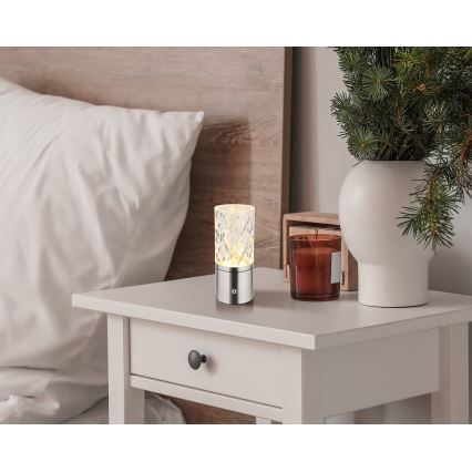 Globo - LED Prigušiva stolna lampa na dodir LED/2,5W/3,7V 2700K/4000K/6500K 1800 mAh USB mat krom
