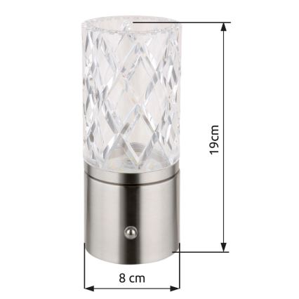 Globo - LED Prigušiva stolna lampa na dodir LED/2,5W/3,7V 2700K/4000K/6500K 1800 mAh USB mat krom