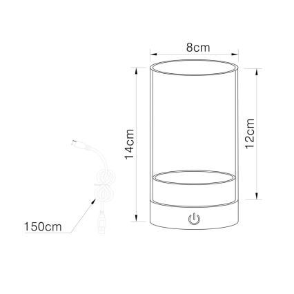 Globo - LED Vanjska prigušiva punjiva dodirna stolna lampa LED/2W/3,7V 2700/4000/6500K 1200mAh IP44 bež