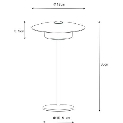 Globo - LED vanjska punjiva stolna svjetiljka s dodirnim upravljanjem LED/3W/3,7V 1800/2700/3000K IP44 1800 mAh siva