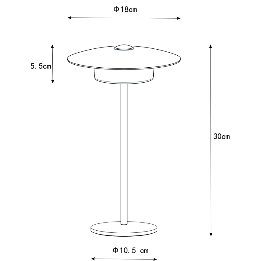 Globo - LED vanjska punjiva stolna svjetiljka s dodirnim upravljanjem LED/3W/3,7V 1800/2700/3000K IP44 1800 mAh siva