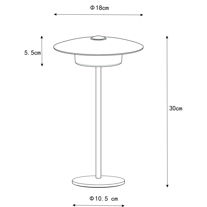 Globo - LED Vanjska punjiva dodirna stolna lampa LED/3W/3,7V 1800/2700/3000K IP44 1800 mAh crna