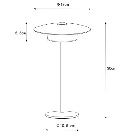 Globo - LED Vanjska punjiva dodirna stolna lampa LED/3W/3,7V 1800/2700/3000K IP44 1800 mAh bijela