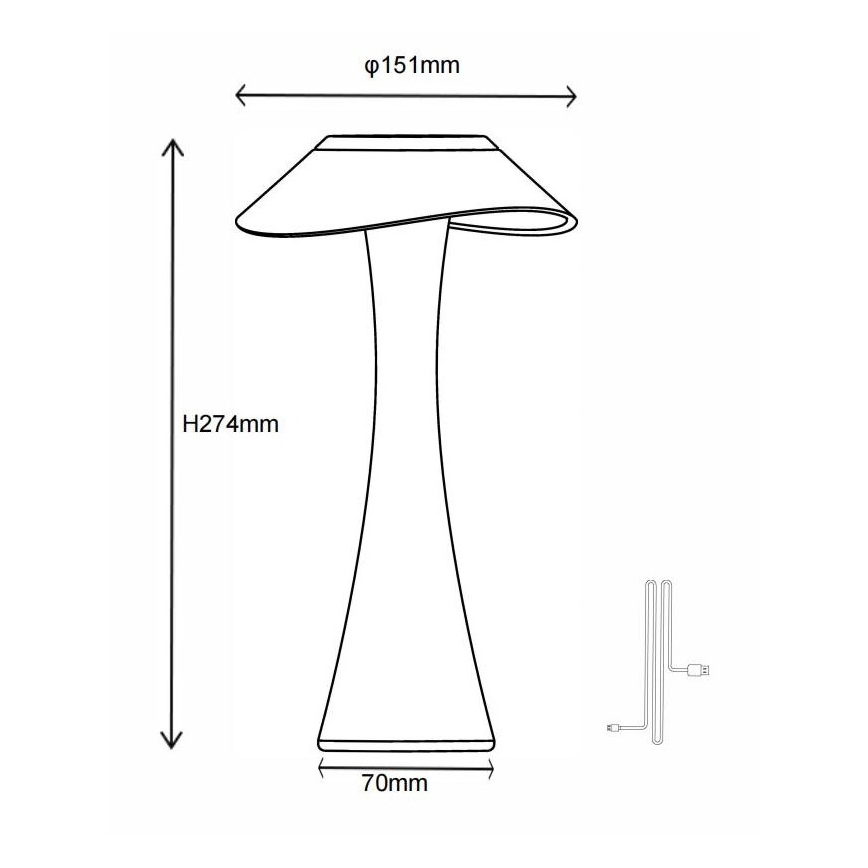 Globo - LED Prigušiva punjiva stolna lampa LED/2,5W/3,7V 1200mAh 2700K/4500K/6500K zlatna