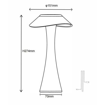 Globo - LED Prigušiva punjiva stolna lampa LED/2,5W/3,7V 1200mAh 2700K/4500K/6500K bijela