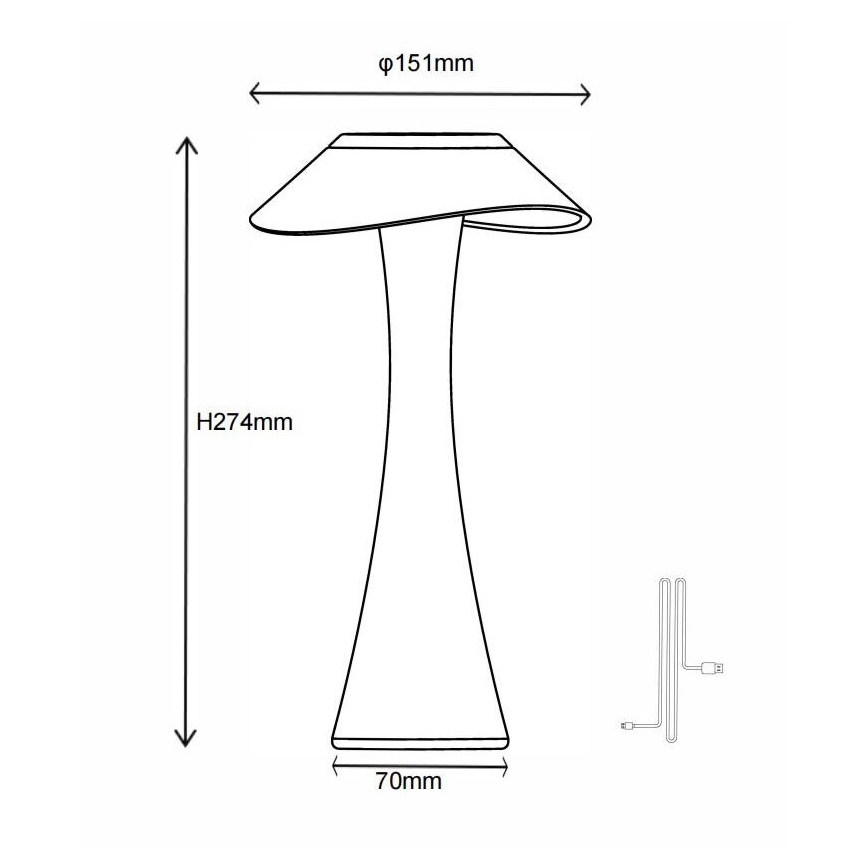 Globo - LED Prigušiva punjiva stolna lampa LED/2,5W/3,7V 1200mAh 2700K/4500K/6500K bijela