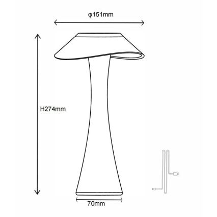 Globo - LED Prigušiva punjiva stolna lampa LED/2,5W/3,7V 1200mAh 2700K/4500K/6500K crna