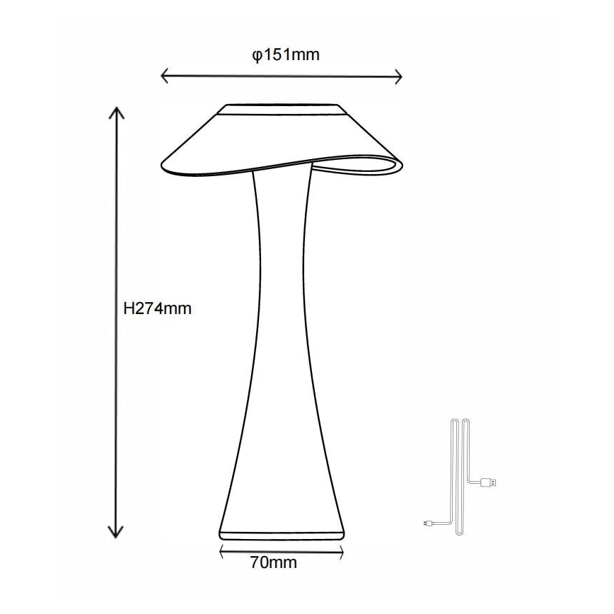 Globo - LED Prigušiva punjiva stolna lampa LED/2,5W/3,7V 1200mAh 2700K/4500K/6500K crna