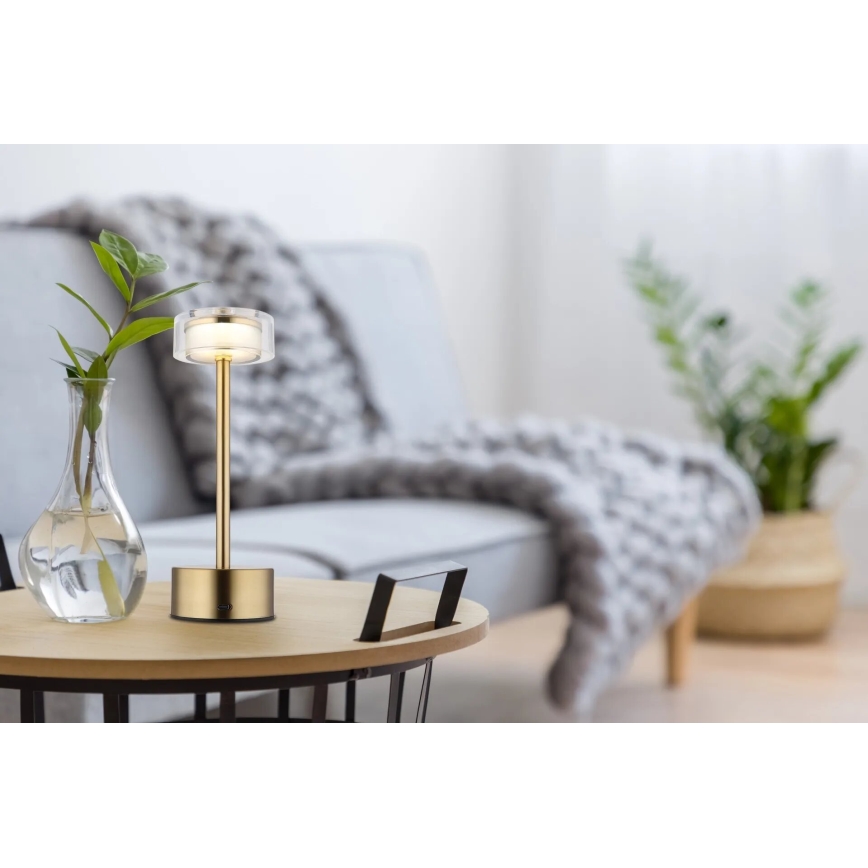Globo - LED Prigušiva punjiva dodirna stolna lampa LED/2,5W/3,7V 2700/4000/6500K 1800mAh mesing