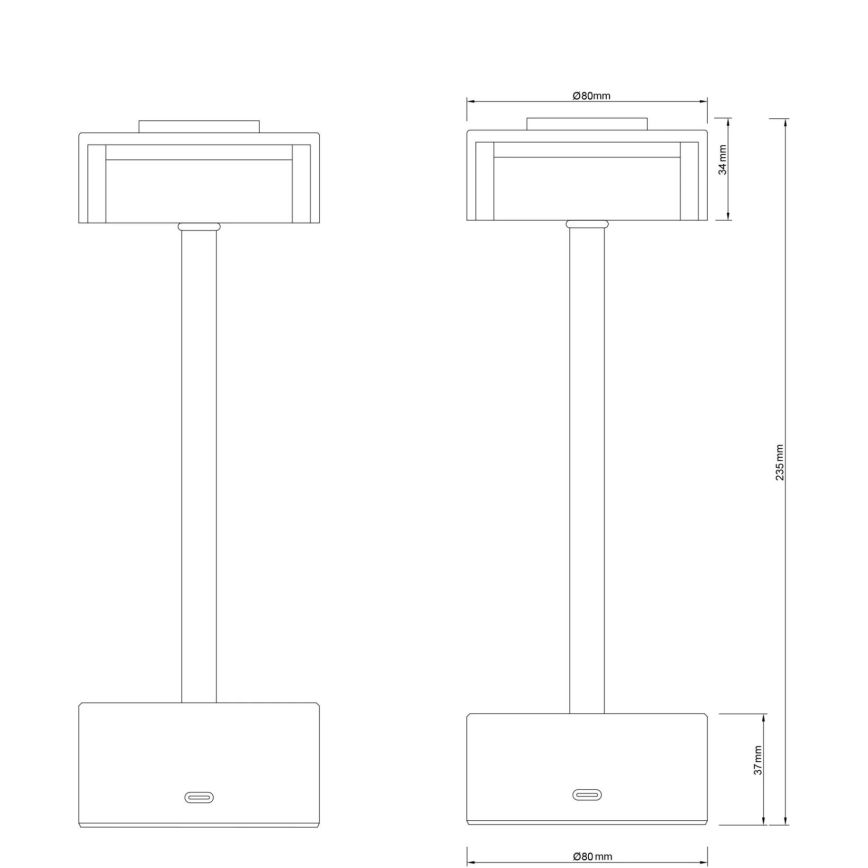 Globo - LED Prigušiva punjiva dodirna stolna lampa LED/2,5W/3,7V 2700/4000/6500K 1800mAh mesing