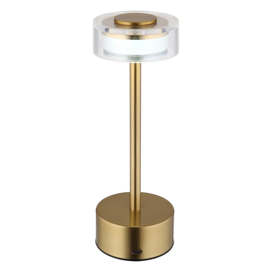 Globo - LED punjiva stolna lampa s dodirnim upravljačem, prigušivač, LED/2,5W/3,7V 2700/4000/6500K 1800mAh mesing