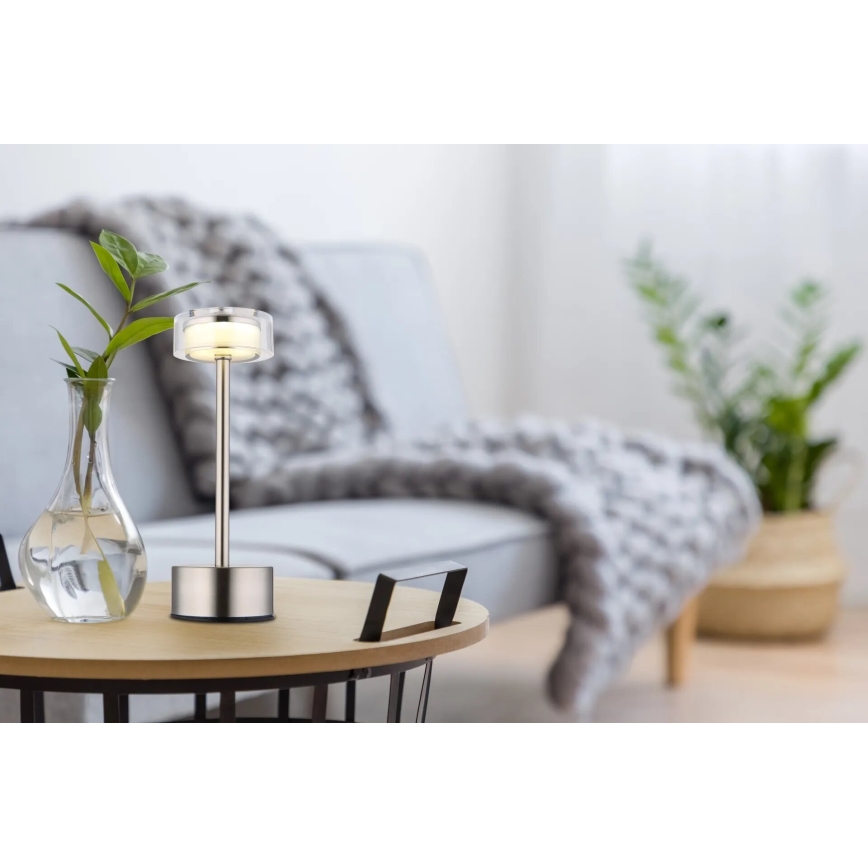 Globo - LED punjiva stolna lampa s dodirnim upravljačem, prigušivač LED/2,5W/3,7V 2700/4000/6500K 1800mAh mat krom