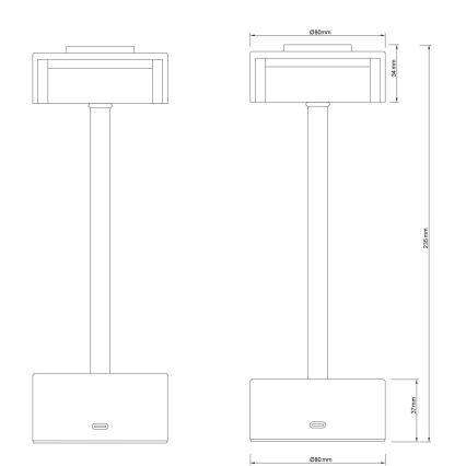 Globo - LED punjiva stolna lampa s dodirnim upravljačem, prigušivač LED/2,5W/3,7V 2700/4000/6500K 1800mAh mat krom