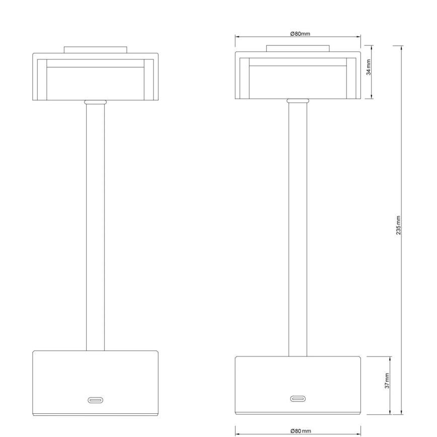 Globo - LED Prigušiva punjiva dodirna stolna lampa LED/2,5W/3,7V 2700/4000/6500K 1800mAh crna