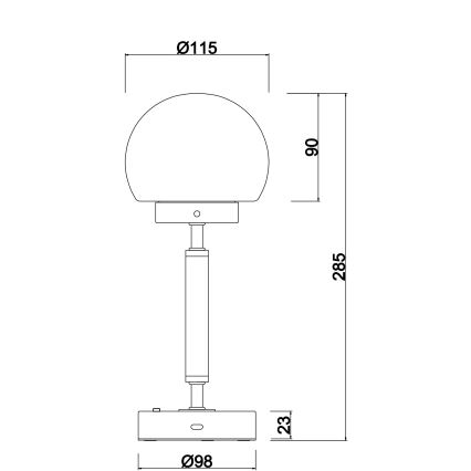 Globo - LED Prigušiva punjiva dodirna stolna lampa LED/2,5W/5V 1800mAh 2700/4000/6500K mesing