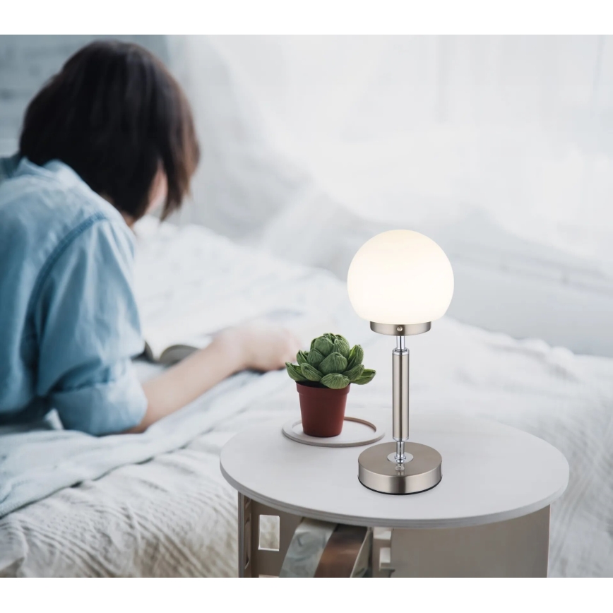 Globo - LED Prigušiva punjiva dodirna stolna lampa LED/2,5W/5V 1800mAh 2700/4000/6500K mat krom