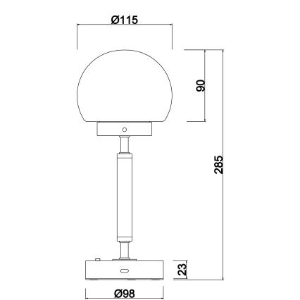 Globo - LED Prigušiva punjiva dodirna stolna lampa LED/2,5W/5V 1800mAh 2700/4000/6500K mat krom