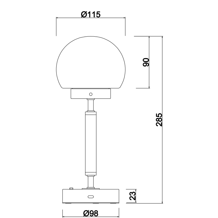 Globo - LED Prigušiva punjiva dodirna stolna lampa LED/2,5W/5V 1800mAh 2700/4000/6500K mat krom