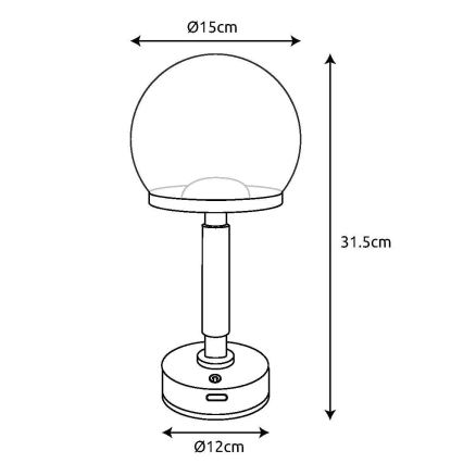 Globo - LED punjiva stolna lampa s dodirnim upravljačem, prigušivač LED/2,5W/5V 1800mAh 2700/4000/6500K ružičasto zlato