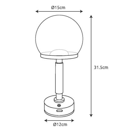 Globo - LED Prigušiva punjiva dodirna stolna lampa LED/2,5W/5V 1800mAh 2700/4000/6500K crna